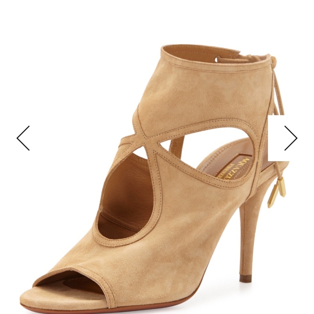 Aquazzura Nude Suede Sexy Thing Cutout Heel
